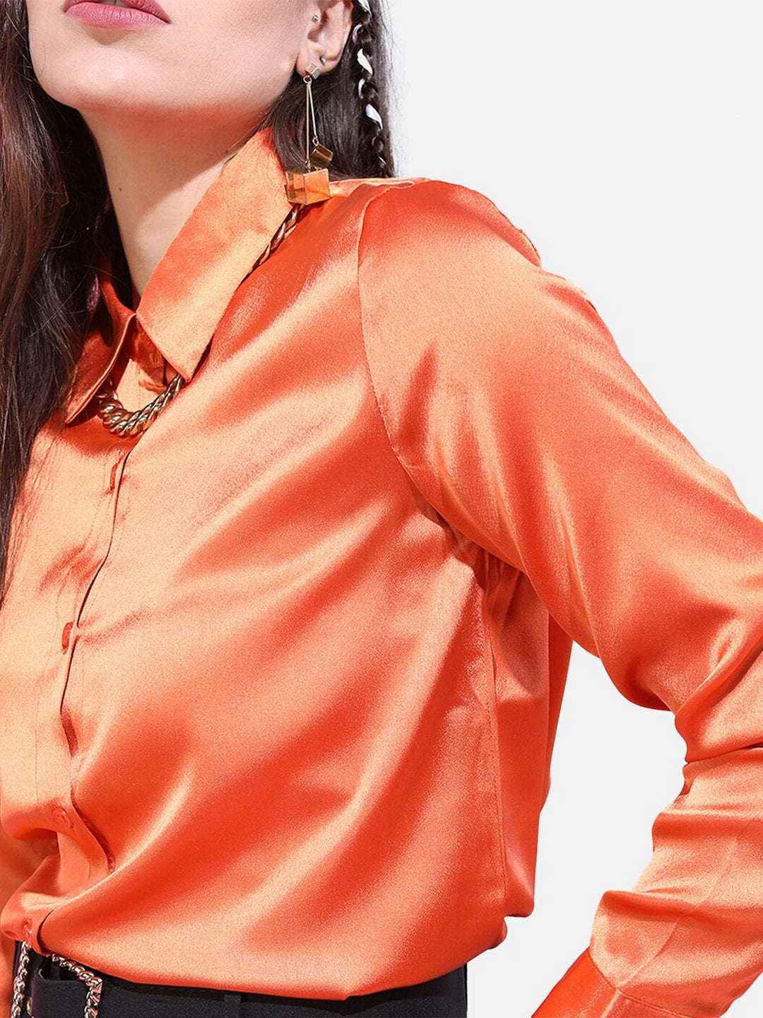 Shop Women Solid Satin Shirt Online.