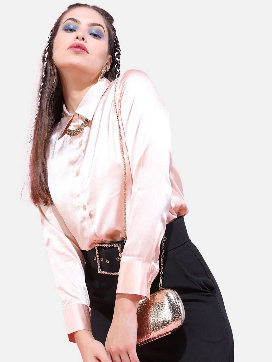 Shop Women Solid Satin Shirt Online.