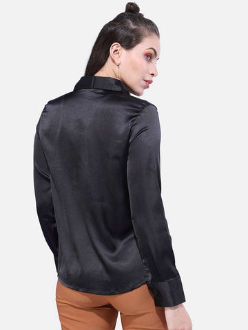 Shop Women Solid Satin Shirt Online.