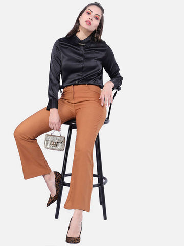 Shop Women Solid Satin Shirt Online.