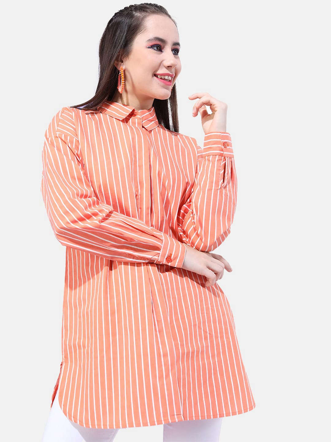 Shop Women Striped Oversized Shirt Online.