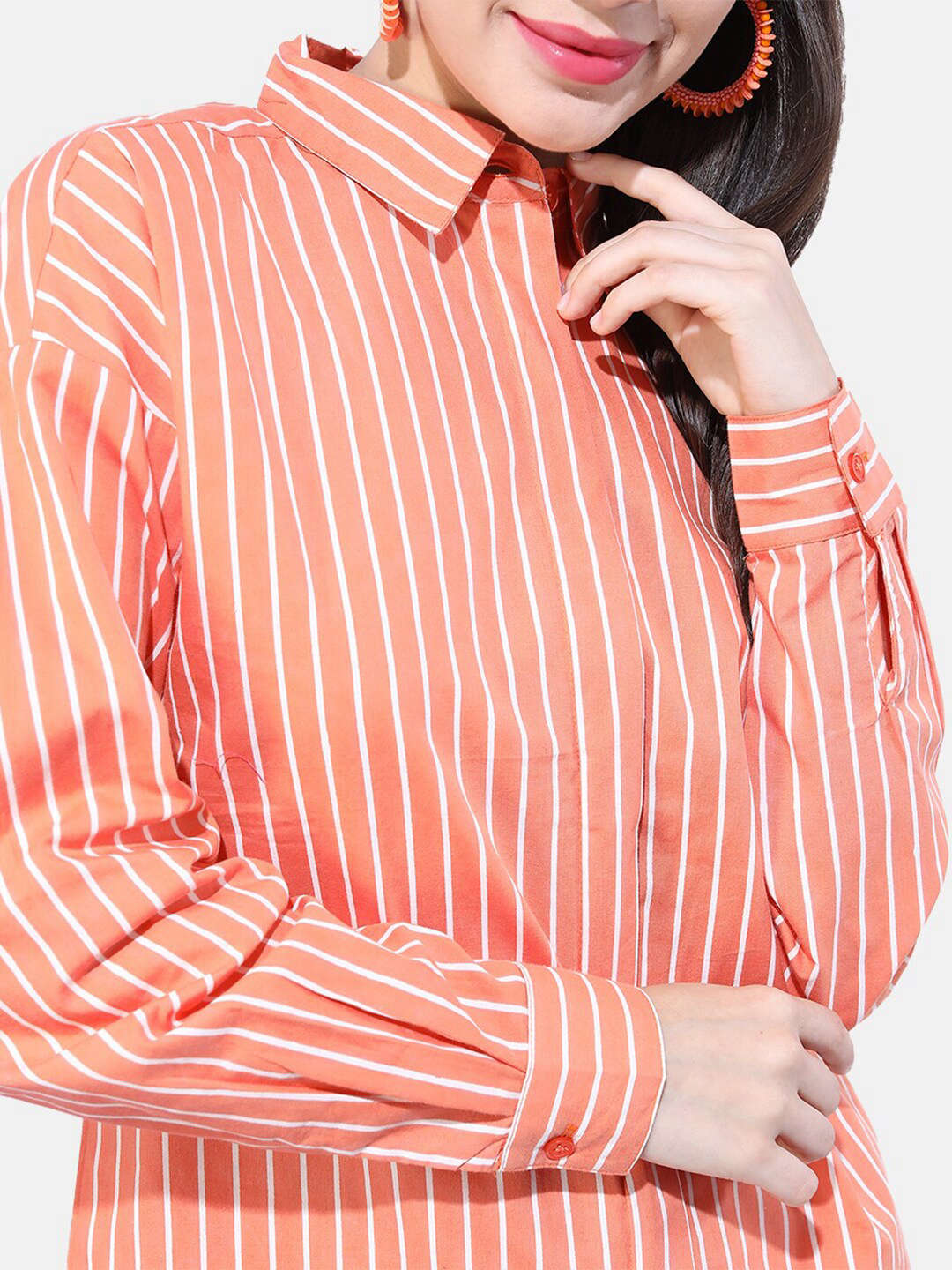 Shop Women Striped Oversized Shirt Online.