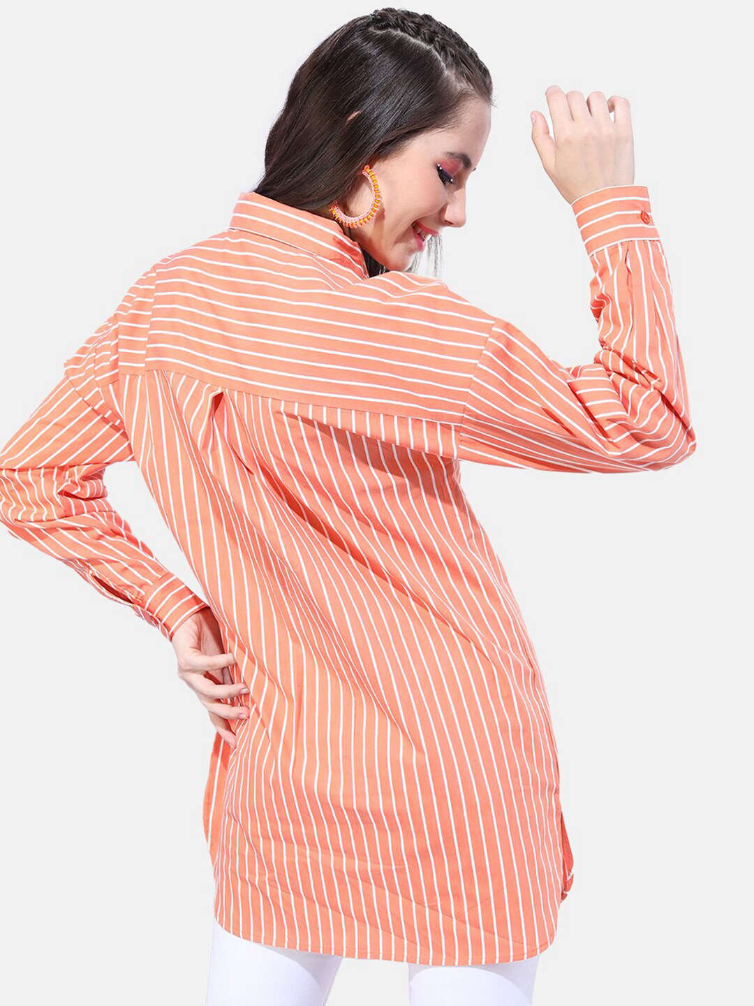 Shop Women Striped Oversized Shirt Online.