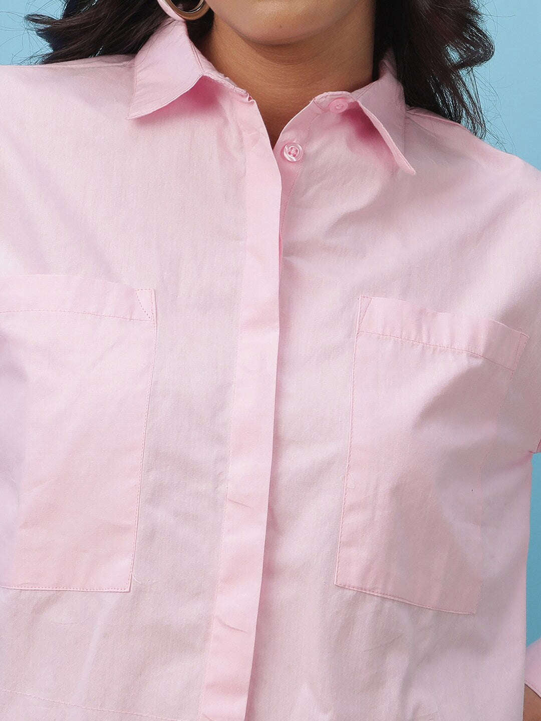 Shop Women Cropped Solid Shirt Online.