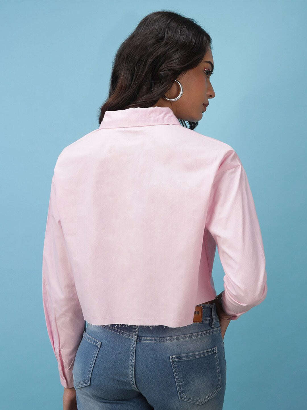 Shop Women Cropped Solid Shirt Online.