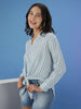Shop Women Striped Shirt With Front Tie Up Online.