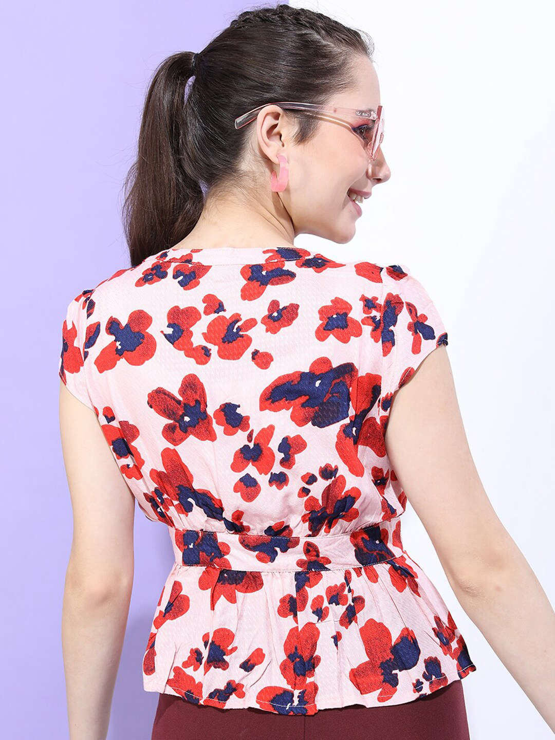 Shop Women Floral Printed Top With Waist Tie Up Online.