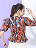 Shop Women Printed Top With Sleeve Tie Up Online.