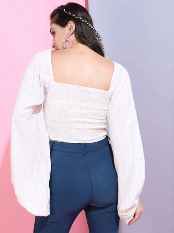 Shop Women Ditsy Printed Sweetheart Neck Top Online.