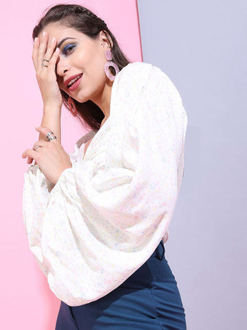 Shop Women Ditsy Printed Sweetheart Neck Top Online.