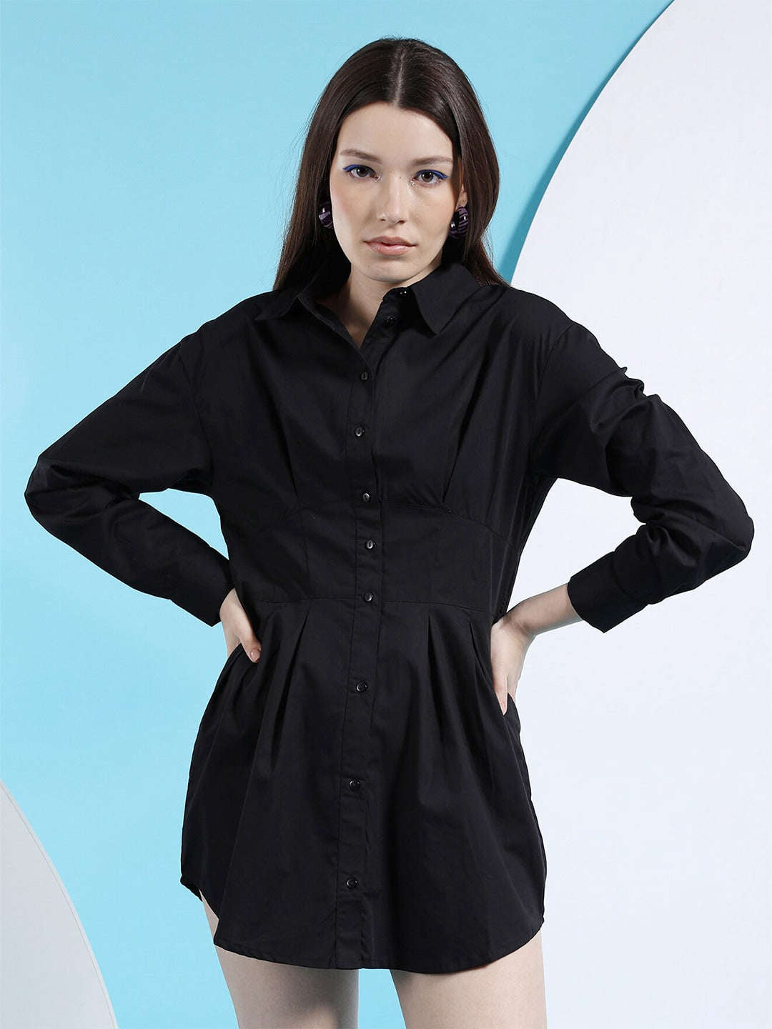 Women Fit And Flare Shirt Dress