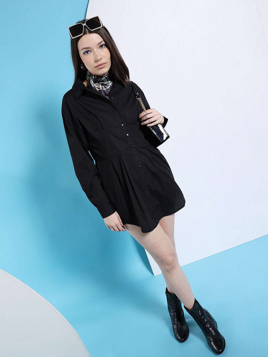 Women Fit And Flare Shirt Dress