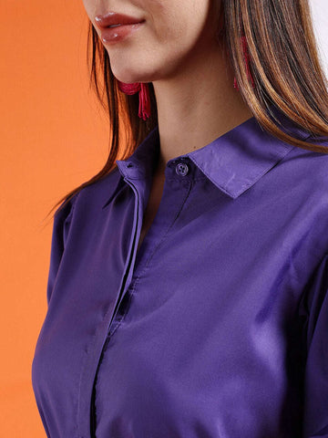 Shop Women High Low Shirt Dress With Belt Online.