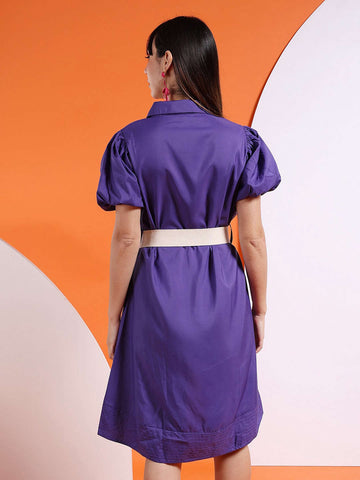 Shop Women High Low Shirt Dress With Belt Online.