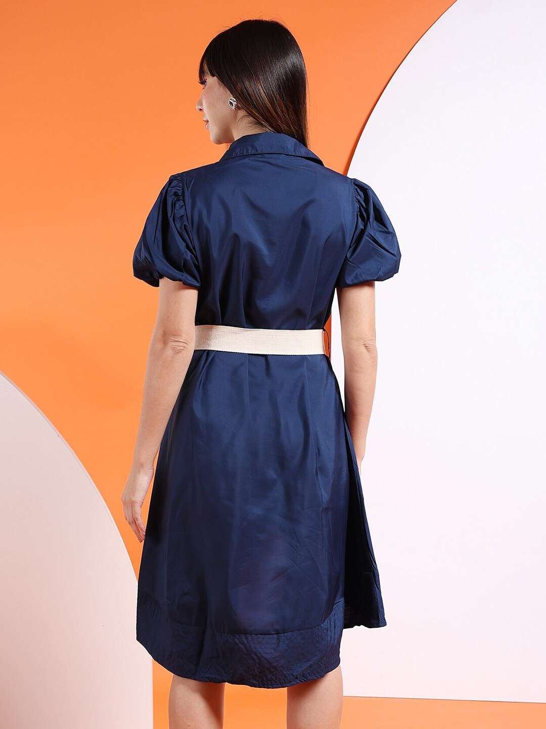 Shop Women High Low Shirt Dress With Belt Online.