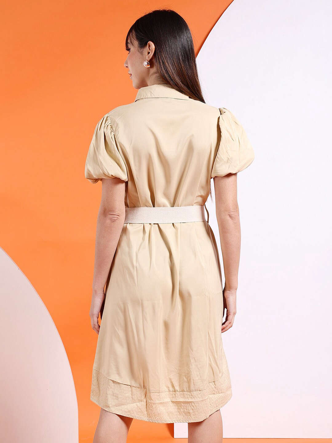 Shop Women High Low Shirt Dress With Belt Online.