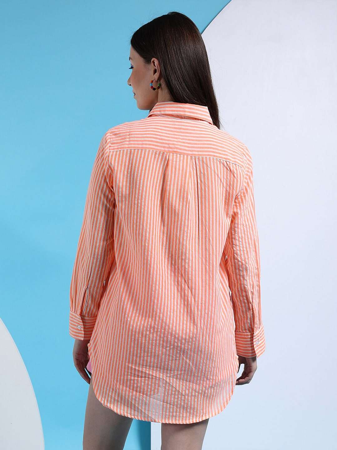 Shop Women Oversized Striped Seersucker Shirt Online.