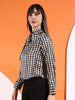 Shop Women Satin Printed Neck Tie Shirt Online.