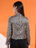 Shop Women Satin Printed Neck Tie Shirt Online.