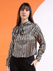 Shop Women Satin Printed Neck Tie Shirt Online.