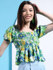 Shop Women Satin Printed Neck Tie Shirt Online.