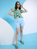 Shop Women Satin Printed Neck Tie Shirt Online.