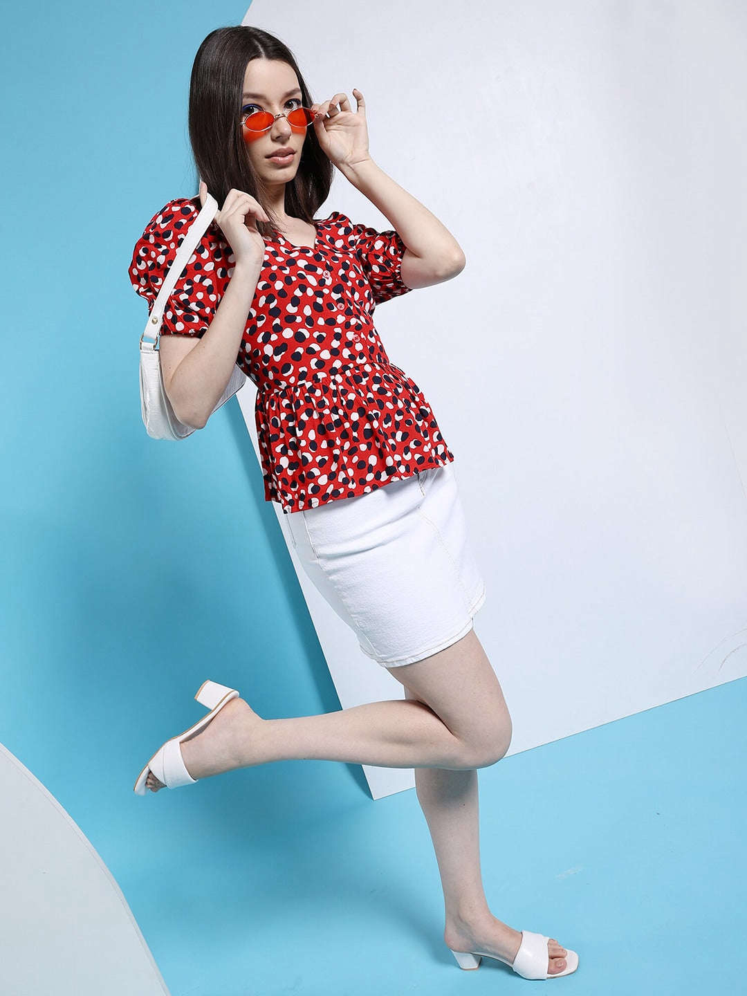 Shop Women Satin Printed Neck Tie Shirt Online.