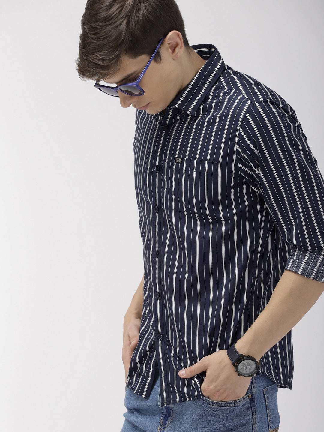 Shop Men's Striped Slim Fit Shirt Online.