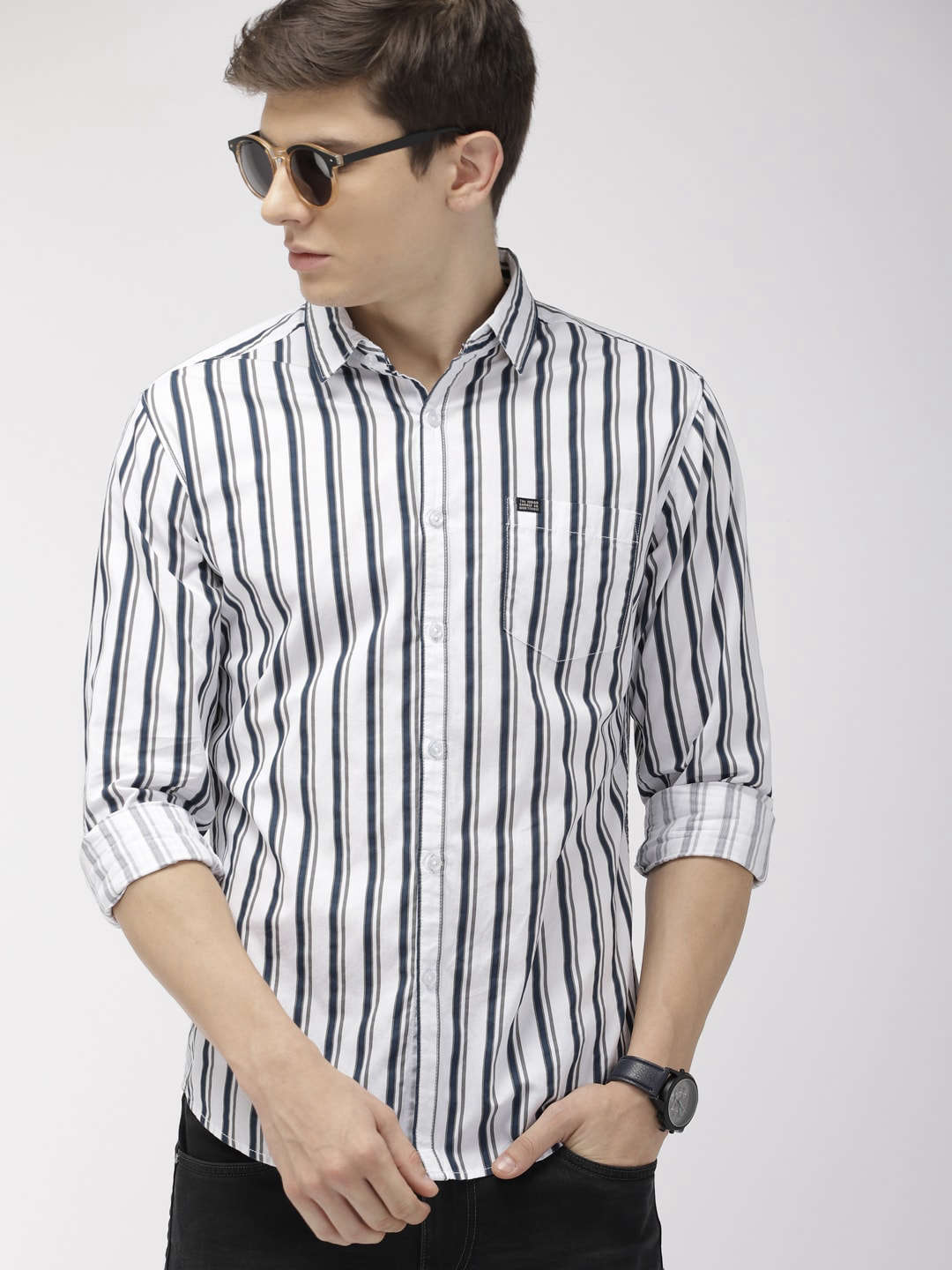 Shop Men's Striped Slim Fit Shirt Online.