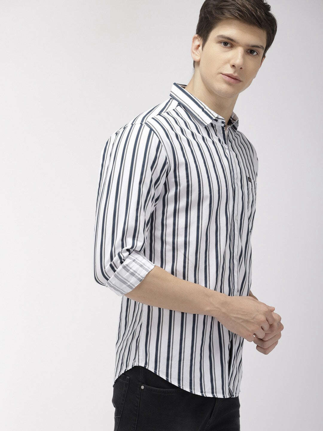 Shop Men's Striped Slim Fit Shirt Online.