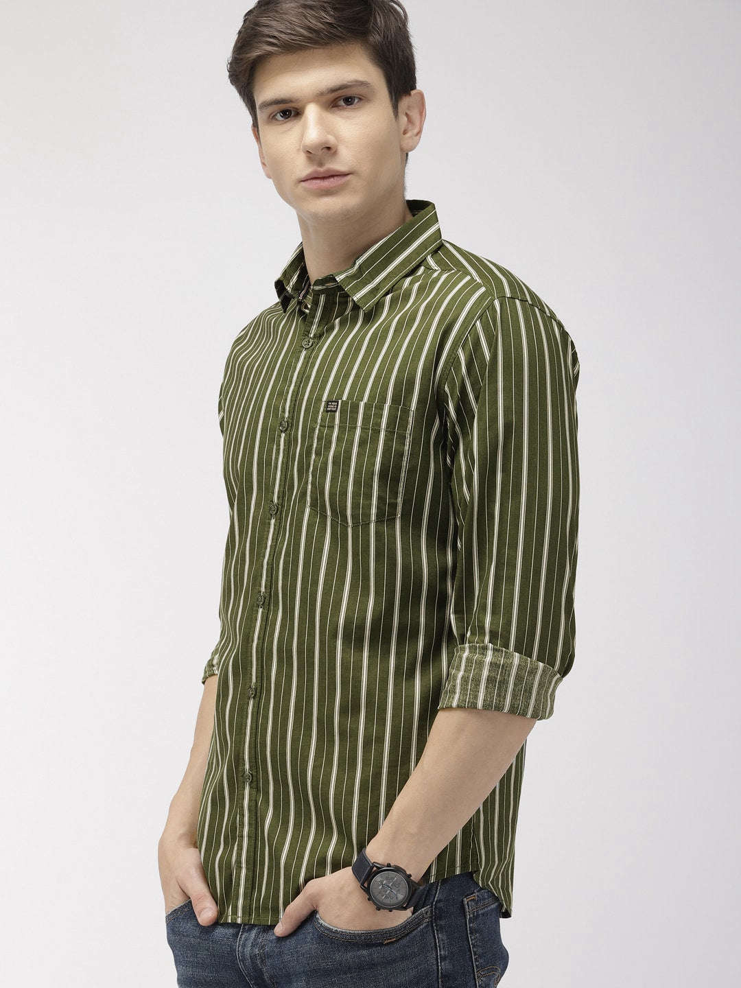 Shop Men's Striped Slim Fit Shirt Online.