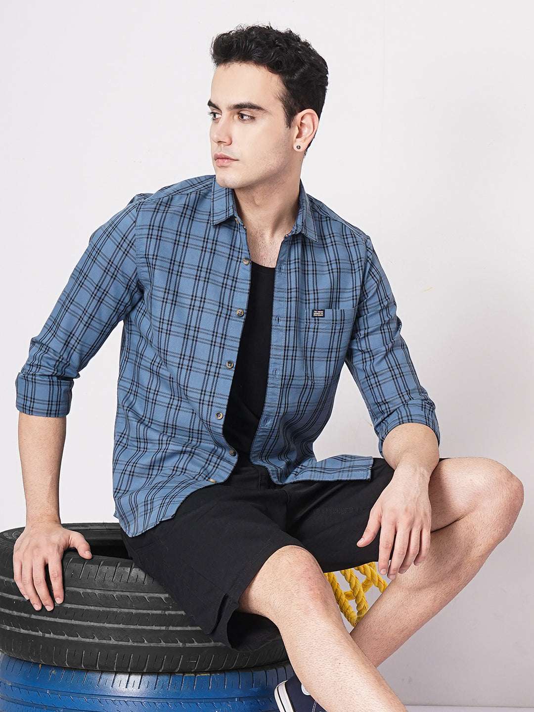 Shop Men's Checked Slim Fit Shirt Online.