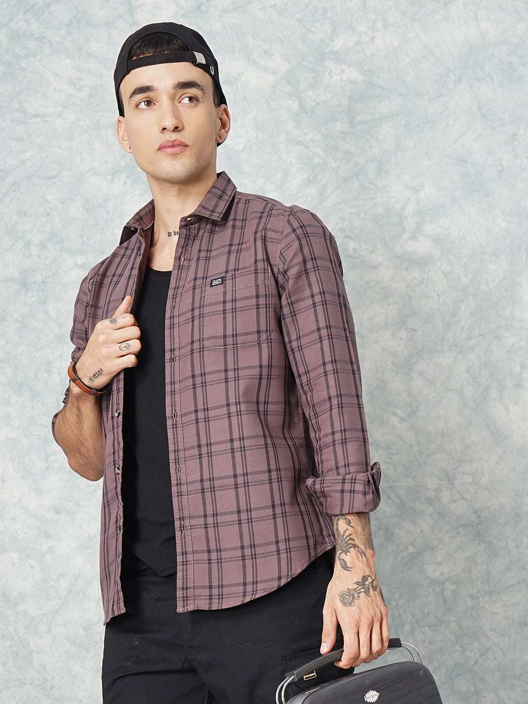 Shop Men's Checked Slim Fit Shirt Online.