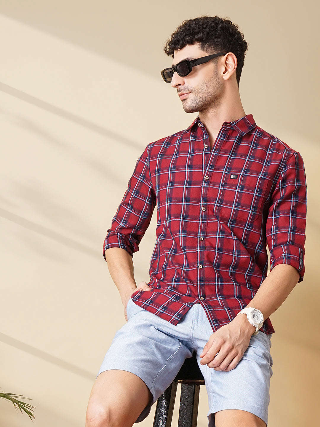 Shop Men's Checked Slim Fit Shirt Online.