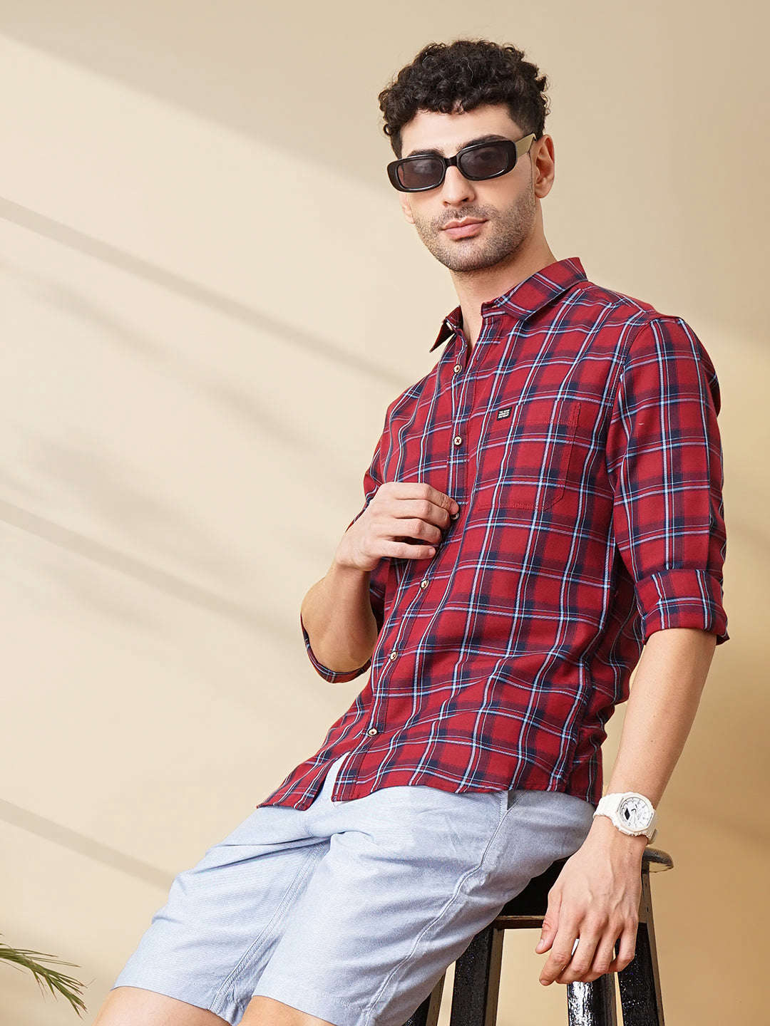 Shop Men's Checked Slim Fit Shirt Online.