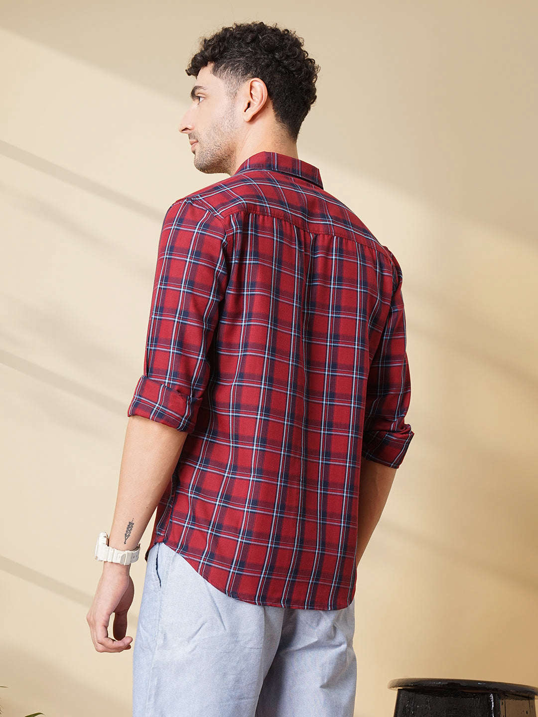 Shop Men's Checked Slim Fit Shirt Online.