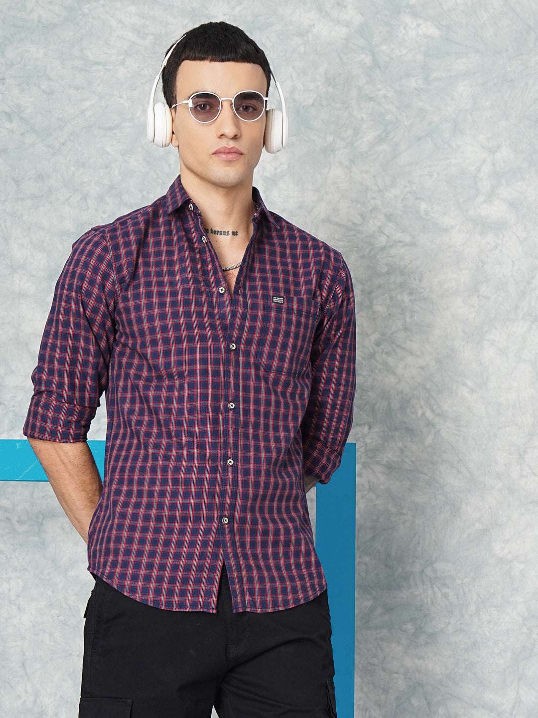 Shop Men's Checked Slim Fit Shirt Online.