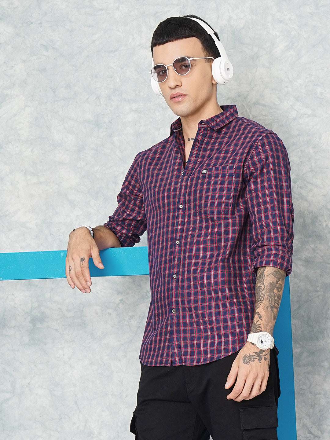 Shop Men's Checked Slim Fit Shirt Online.