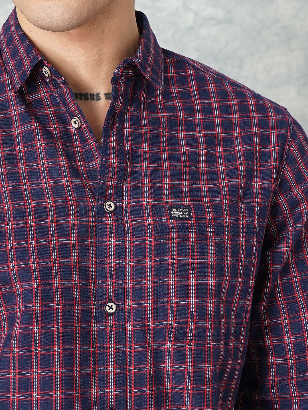 Shop Men's Checked Slim Fit Shirt Online.