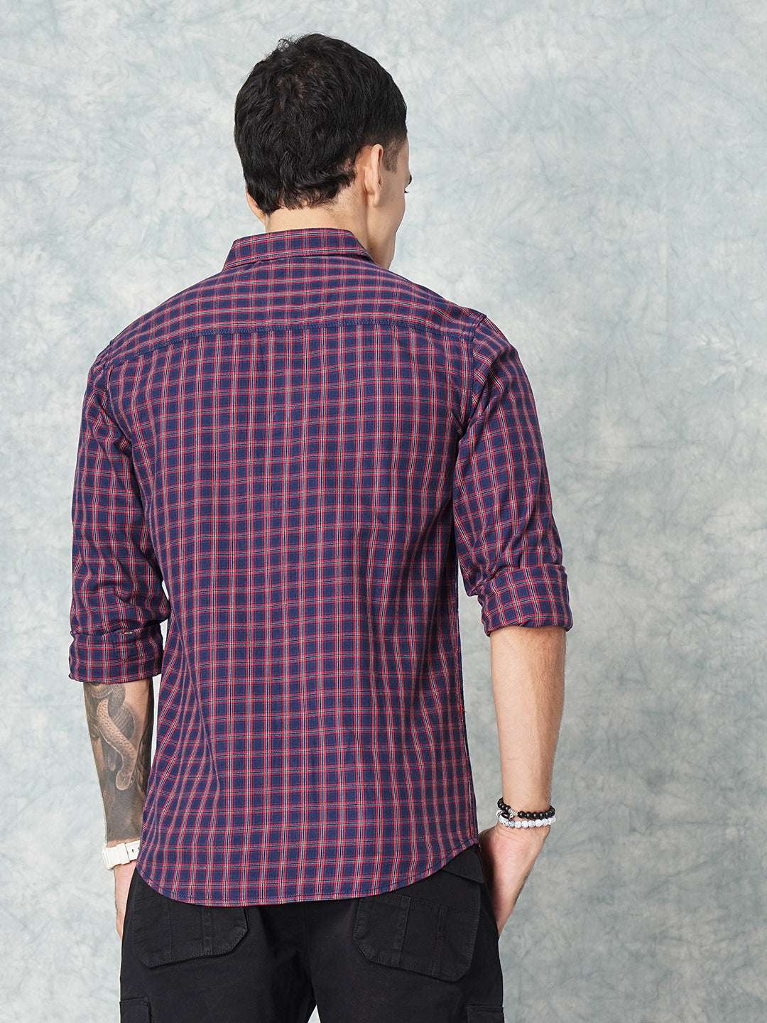 Shop Men's Checked Slim Fit Shirt Online.