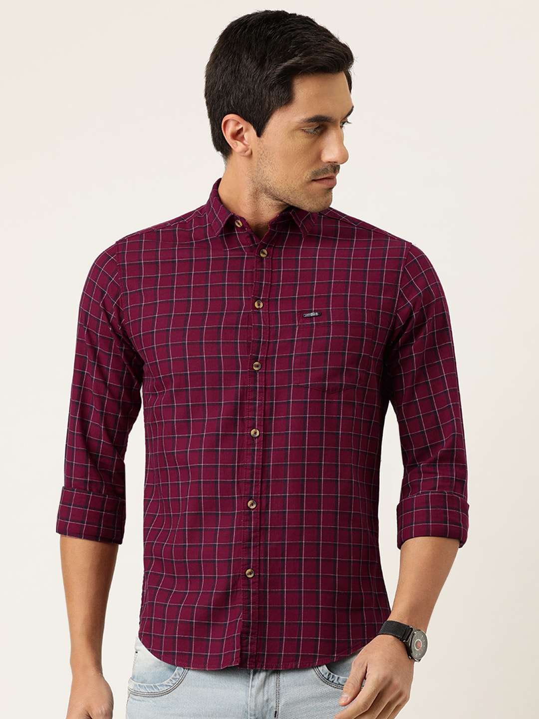 Shop Men's Checked Slim Fit Shirt Online.