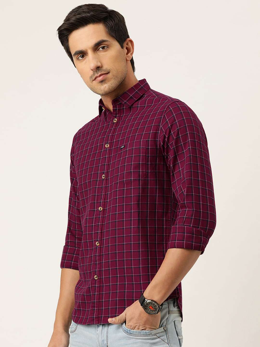 Shop Men's Checked Slim Fit Shirt Online.