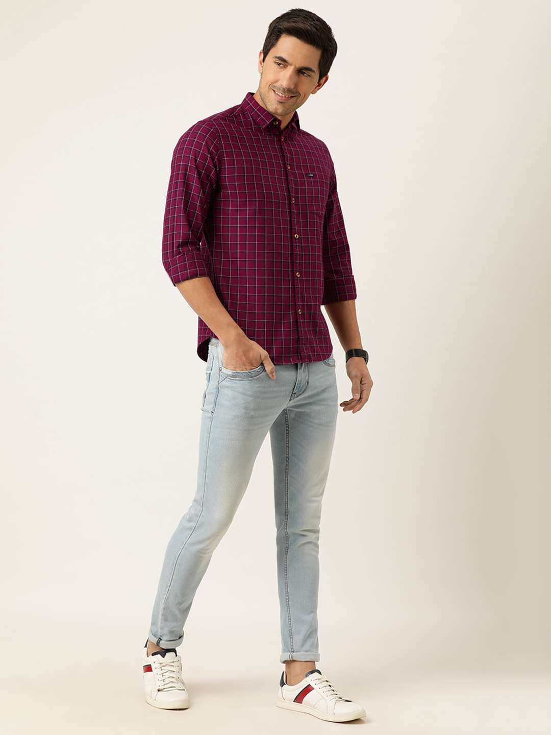 Shop Men's Checked Slim Fit Shirt Online.