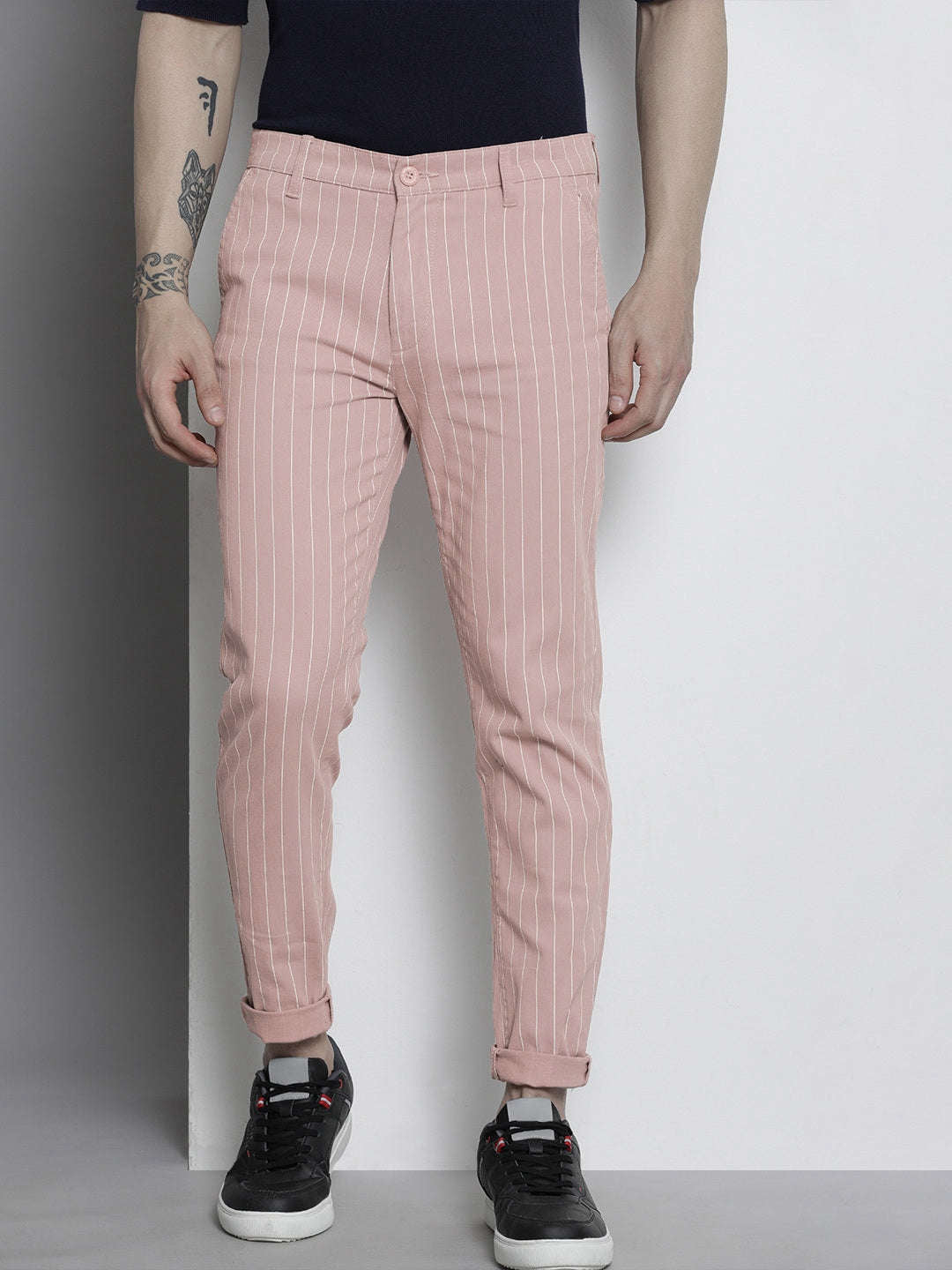 Shop Men Striped Chino Pants Online.