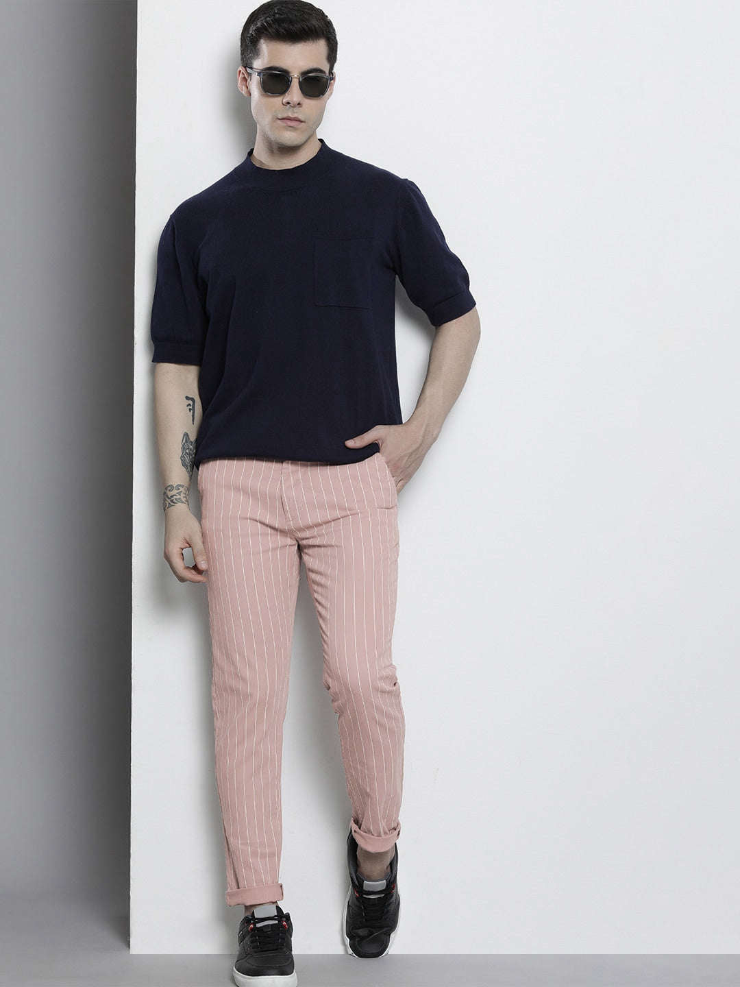 Shop Men Striped Chino Pants Online.