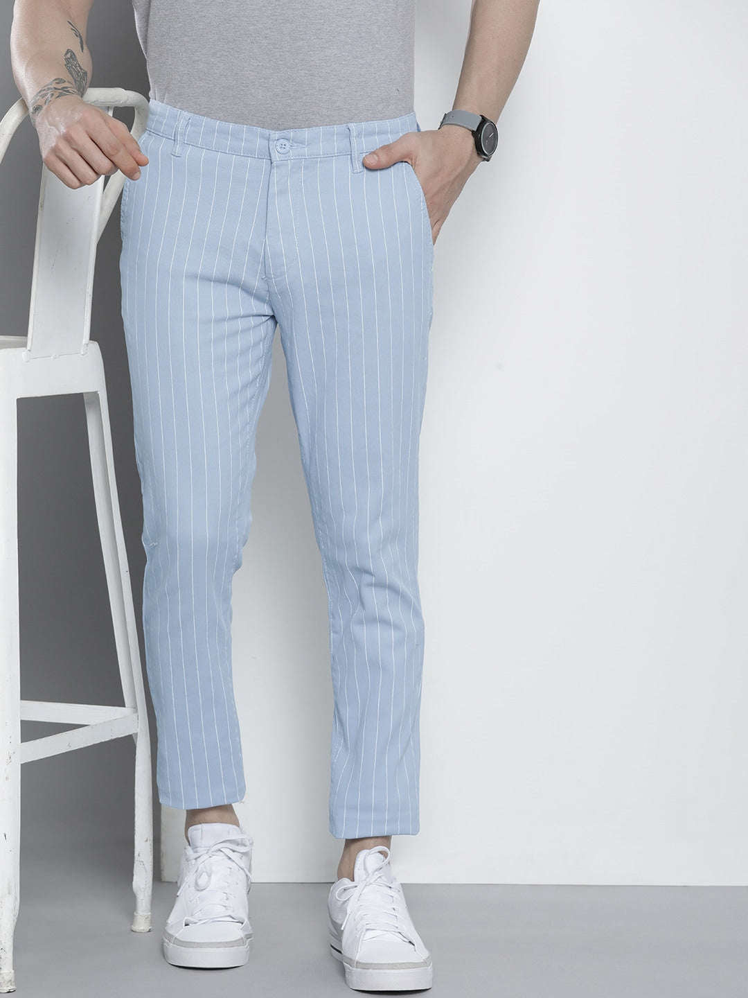 Shop Men Striped Chino Pants Online.