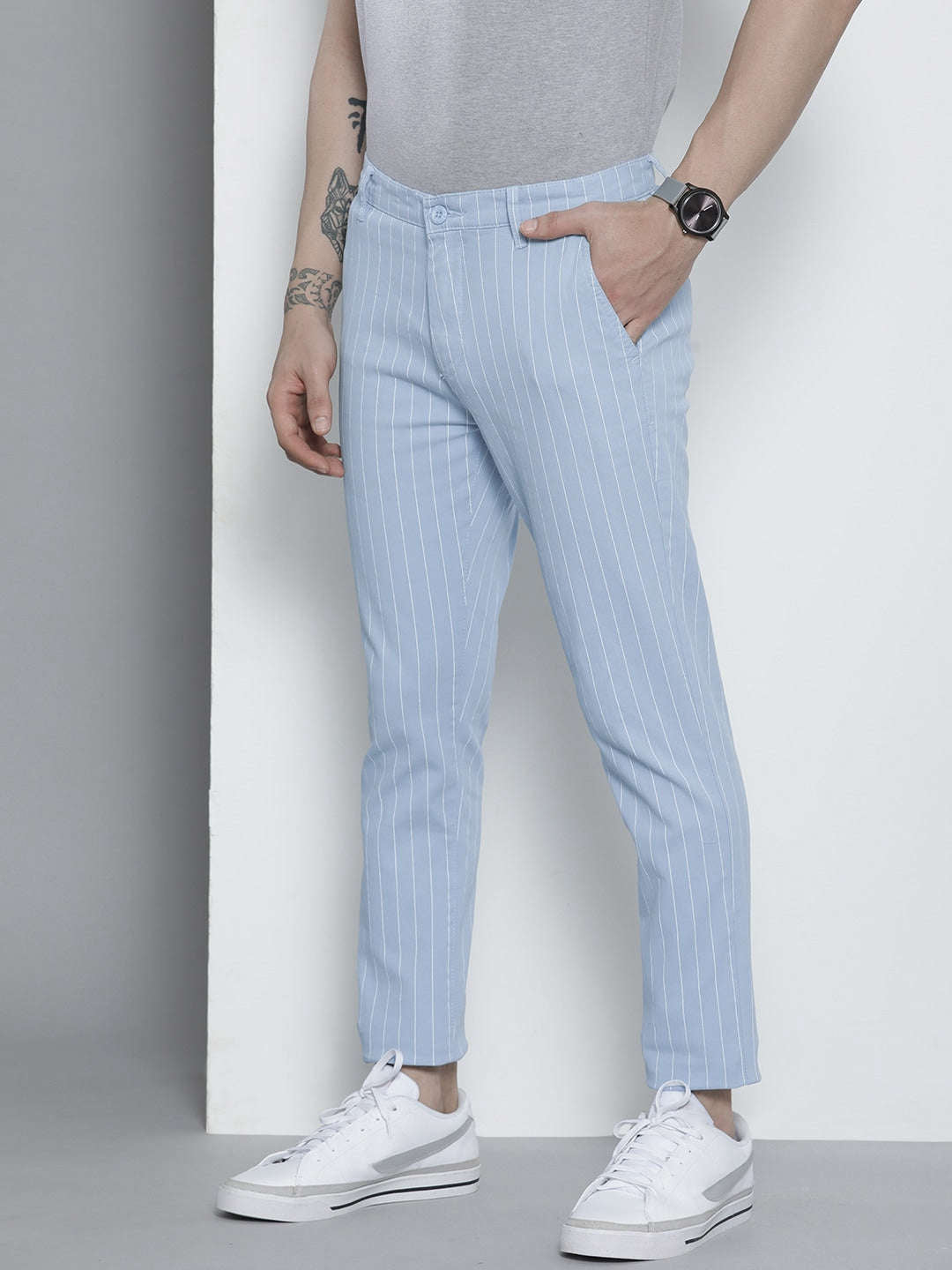 Shop Men Striped Chino Pants Online.