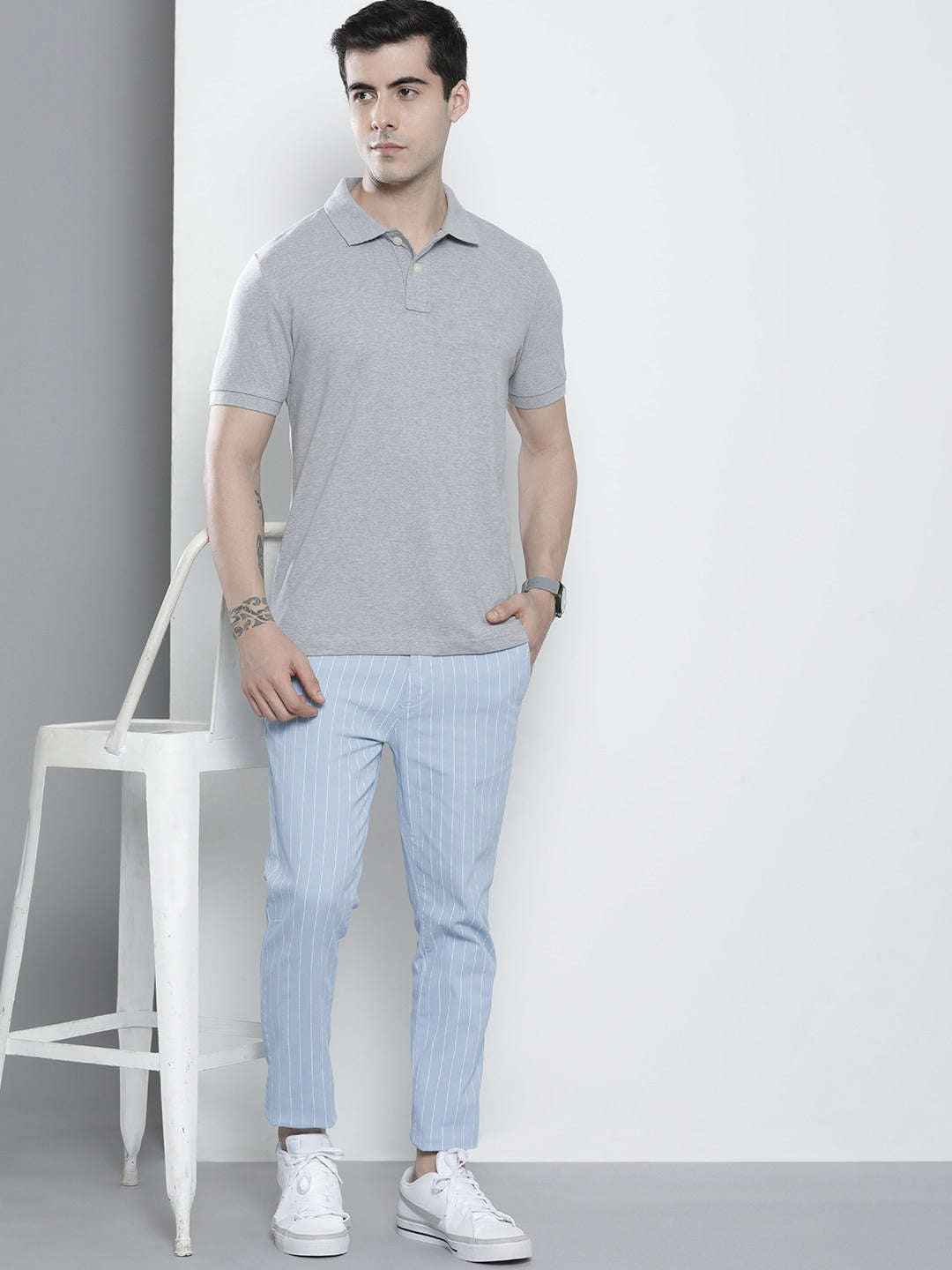 Shop Men Striped Chino Pants Online.