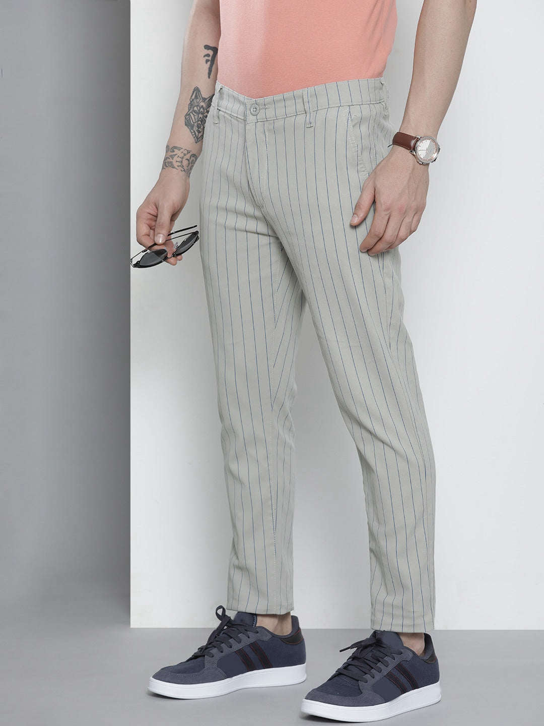 Shop Men Striped Chino Pants Online.