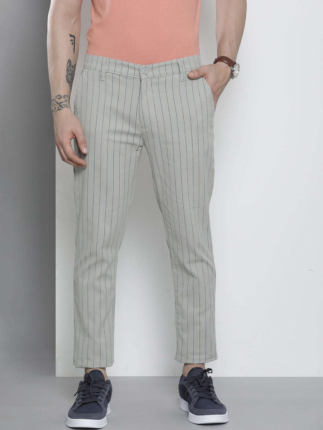 Shop Men Striped Chino Pants Online.